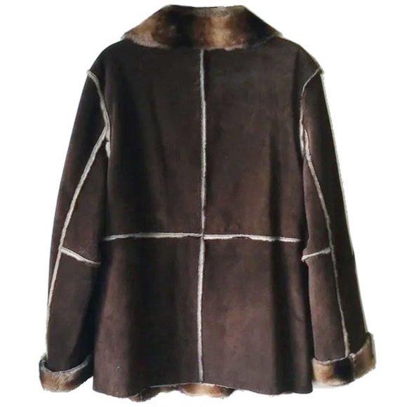 Wilsons Leather Pelle Studio Reversible Suede Coat Jacket XL Faux Fur - Picture 3 of 7